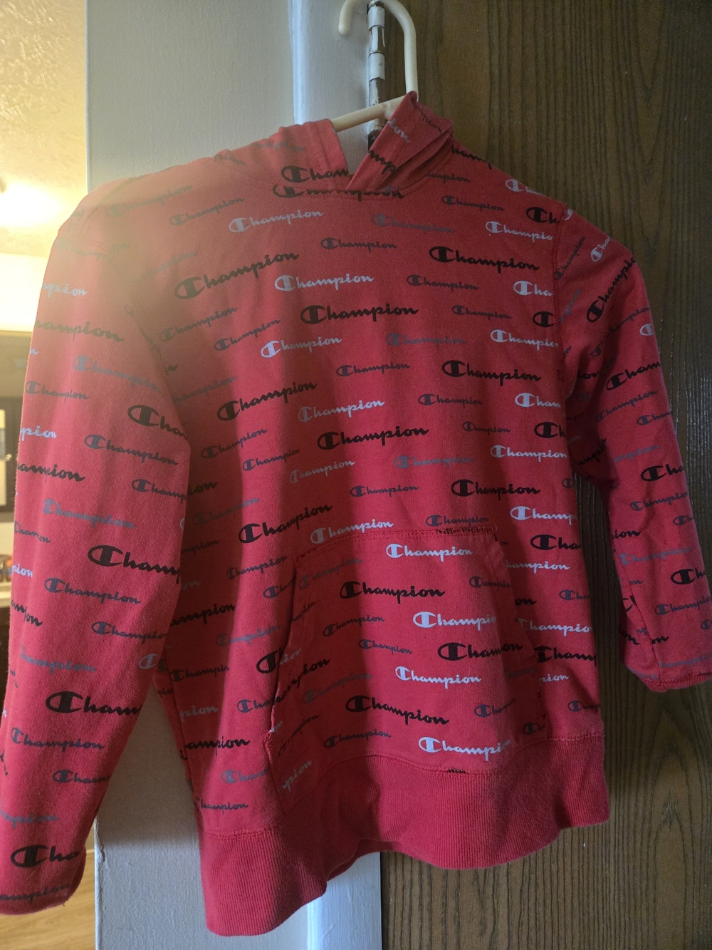 Champion Red All-Over Logo Hoodie